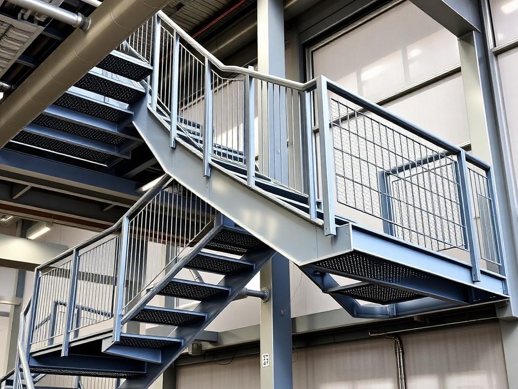 Modern steel staircase with balustrade